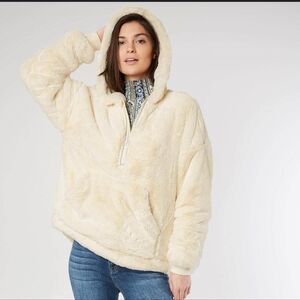 Free People Movement Off The Record Faux Fur Hoodie Size Large